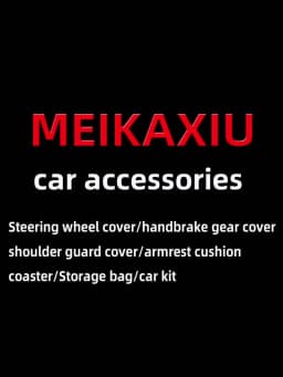3D Embroidered Artificial Sheepskin PU Leather Steering Wheel Cover Rimless Universal Fit for 14.5-15 Inch Car Wheels