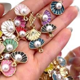 10pcs Trend White Enamel Ocean Coral Conch Fish Bones Fishtail Heart Charms Alloy Pendants DIY Necklace Keychain Jewelry Making