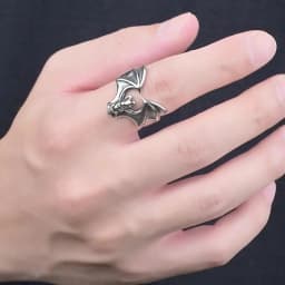 Fashion Gothic Bat Ring for Men, Non-fading Stainless Steel Creative Animal Rings, Punk Unique Design Finger Jewelry Size 8-11