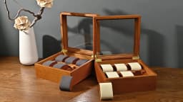Oirlv Wood Watch Storage Box Delicate Dustproof Glass Cover Watch Box Wristwatch Collection Box Display Storage 6-Gird Watch Box