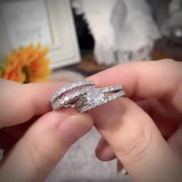 Huitan Trendy Hollow Set Rings Full Bling Iced Out CZ Stone Luxury Women Wedding Engagement Rings 2Pcs Set Jewelry Drop Shipping