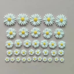 50pcs/lot 9mm-22mm White Flat Back Daisy Resin Flowers Cabochon Beads For Cell Phone Case Decoration Jewelry Making Diy Supplies
