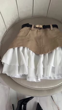 Chic Ruffles Women's Midi Skirt High Waisted Pleated Splice A Line Skirts 2026 Fashion Spring Summer New In Clothing Lady Street