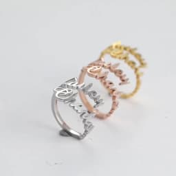 Custom Double First Name Finger Ring For Women Men Personalized Couple Wedding Gift Gold Color Stainless Steel Open Ring Jewelry