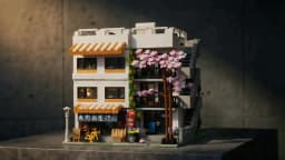 3911PCS Sushi Shop Apartment Building Blocks Set Japanese Street View House Cherry Blossom Architecture Modular Model Kit with 5 Figuren and LED Lighting DIY Assembly Bricks Toys for Adults Gift Desktop Ornament Collection Display Home Decortion
