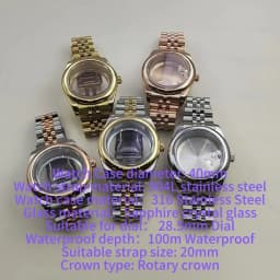 39mm 36mm Round Edge Watch Case Sapphire Crystal Glass For Seiko NH35 NH36 NH38 NH34 Miyota 8215 Movement Presidential Bracelet
