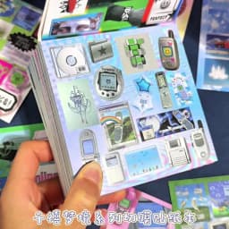 TIANZI 20 Sheets PET Die Cut Stickers Book Retro Cartoon Decorative Scrapbooking Materials Handmade Japanese Stationery Supplies