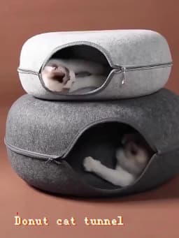 B-Tunnel Donut Cat Bed Interactive Tunnel Pet Felt Indoor Toys Cats House Kitten Training Toy Cat Kennel Cat Accessories