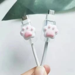 2pcs Cat Paw Shaped Cable Protection Clips, Suitable for Iphone Accessory Data Cables, Type-C Cable Protectors