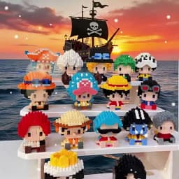 Hot Sun God Nika Luffy Micro Building Block Chopper Ace Buggy 3D Anime Model Assembly Mini Bricks Figure Toys For Gift