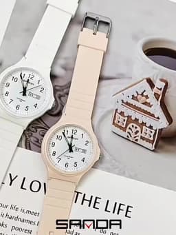 SANDA 9072 Students Watches New Design Soft TPU Strap Water Resistant Quartz Movement Outdoor Sports Analog Wrist Watch