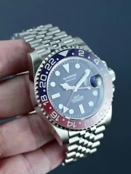 Sugess GMT Diving Watch of Men Automatic Mechanical Waterproof Wristwatches Peacock SL3032 Movement Ceramic Bezel Jubille Band