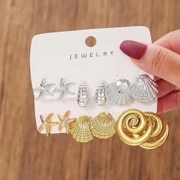 3 Pairs Gold Color Starfish Shell Stud Earrings Set for Women Fashion CCB Lightweight Star Earrings Boho Jewelry Accessories