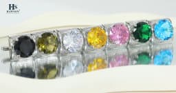 HAWSON Men Birthstone Crystal Cufflinks 17mm Color Stone Cuff Links for Wedding Business Shirt, Birthday Gift for Men