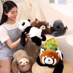 30-65cm High Quality Plush Animals Raccoon Throw Pillow Soft Long-arm Dinosaur Sloth Panda Koala Plush Toy Cushion Home Decor