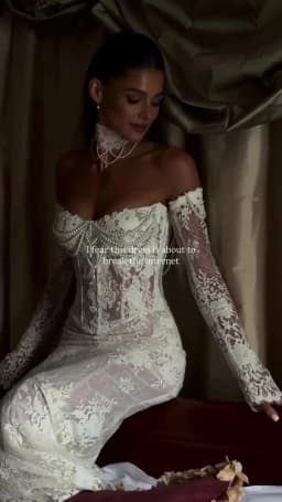 Lorencia Long Sleeves Lace Mermaid Wedding Dresses with Choker Pearls Beading Basque Waist Fitted Bridal Gowns Customized