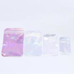 20-100pcs Holographic Ziplock Bags Iridescent Composite Self Sealing Pouches For Jewelry Nail Art Gift Packaging Storage Supply