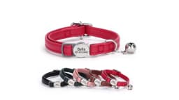 Custom Cat Collar PU Leather Cats Collars Necklace Safety Breakaway Pet Kitten Puppy Collars Anti-lost for Cats Free Engraved