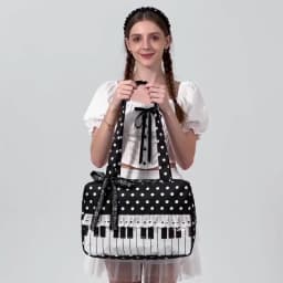 Cute Sweet Bow Heart Lace Polka Dot Pop Art Tote Bag, 2nd Gen Transparent Shoulder Bag with Music Note Badge & Doll Display, for