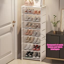 1pc 6/8 Layers Shoe Organizer, Space-saving Metal Frame & Fabric Interlayer Shoe Rack, T1 Shelf for Entryway Hallway Living Room