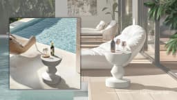 Modern White Lightweight Concrete Side Table Accent End Table for Living Room Bedroom Sofa
