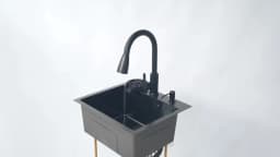 Kitchen Sink, 45 X 40 Cm, Stainless Steel, Retractable, 360 °, W/ Drain Basket + Soap Dispenser for Kitchen, Undercarriage Sink