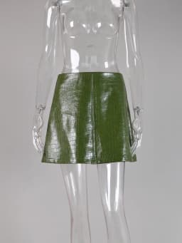 Linad Sexy Green PU Mini A Line Skirts Women Vintage Wine Red High Waist Skirt 2026 Summer Street Chic Slim Zipper Skirts Female