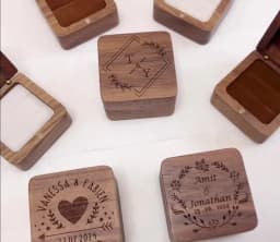 Custom Wooden Ring Box Personalized Engagement Wedding Rings Bearer Case Valentines Day Gift for Couples