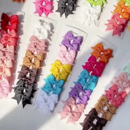 10Pcs/Set Solid Color Kids Bows Hair Clips for Baby Girls Handmade Ribbon Bowknot Hairpin MiNi Barrettes Hair Accessories