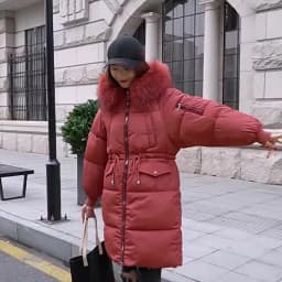 Korean Fashion Winter Solid Color Long-sleeved Down Cotton Jacket Women Bread Fur Collar 2026 New Korean Version Thickened Coat