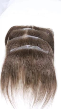 0.06mm Brown Straight Man Toupee V Style Frontal Hairline For Men 15cm Human Hair Ultra Thin Skin PU Men's Capillary Prosthesis