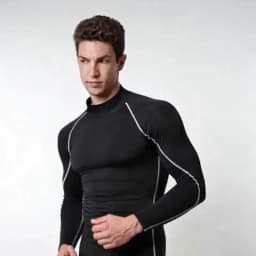 Men's Workout Compression Shirt Quick Dry Running T-shirt Turtleneck Long Sleeve Rash Guard Gym Base Layer Athletic Undershirt