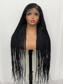 Synthetic Full Lace Cornrow Braided Wigs 36 Inches Lace Frontal Square Knotless Box African Braiding Wig for Black Women