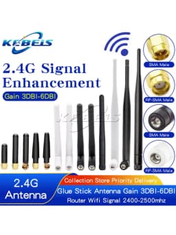 2PCS 2.4G Antenna Fold Glue Stick 3DBI WLAN Router Antenna Wifi Module Signal Enhancement 2400-2500mhz SMA Male Connector 6DBI
