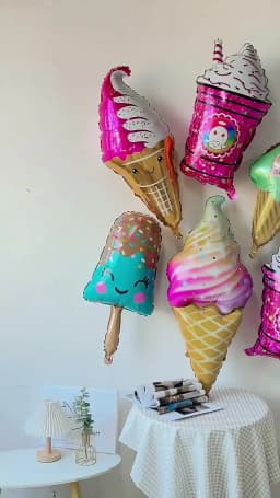 Summer Children's Ice Cream Party Decorative Products Ice Cream Sweet Cartridge Popsicle Sundae Alien Aluminum Balloon