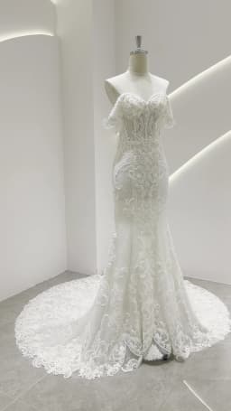 SL-9565 SuLi Customized Off the Shoulder Bride Mermaid Wedding Dress Lace Beading Bridal Gown