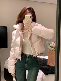 Light Pink A-liber Cotton Jacket for Women Short and Short 204 Winter New Item Loose Korean Version Bread Jacket Trendy Jacket S