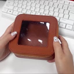 Customized Name New PU Leather PVC Cosmetic Square Toiletry Bag, Transparent and Visible, Portable Storage