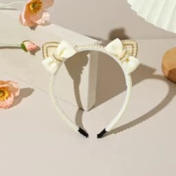 Cat Ear Headbands Sweet Cute Ears Elegant Pearl Bow Hairband For Girls Sweet Head Band Children Kid Hair Hoop Accessories Tiara