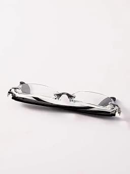 Frameless Anti Blue Light Glasses Rectangular Flat Lens for Women & Men