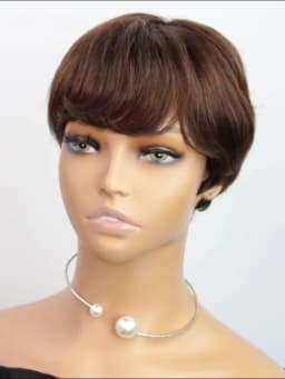 Chocolate Brown Short Pixie Cut Wig Human Hair For Black Women Machine Made Wigs With Bangs Brown Pixi Short Human Hair Wigs