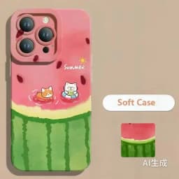 Summer Cool Watermelon Cat Phone Case For Xiaomi Poco F7 F6 F5 X7 X6 X5 X3 M6 Pro Mi 13 12 11 Lite 5G 15 14 13 14T 13T 12T Cover