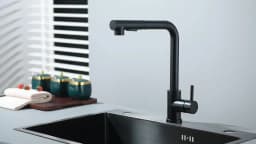 Kitchen Pull-Out Faucet 304 Stainless Steel Hot and Cold Faucet Black Sink Faucet with Two Levels of Water Outlet