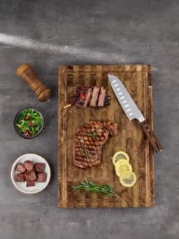 High-End Extra Large Thick Heavy Duty Teak End Grain Cutting Boards for Kitchen, Large Wood Chopping Board with Hidden Handles