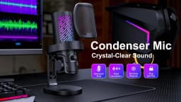 Tenlamp RGB USB Streaming Microphone, Professional Condenser Mic for PC Mac, Gaming Audio Equipment for Laptop Desktop Recording Podcasting YouTube Vlog Live Streaming Studio