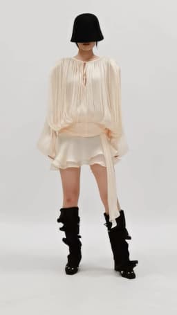 TWOTWINSTYLE Solid Patchwork Lace Up Blouse Mini Dresses For Women V Neck Long Sleeve Sweet Style Dress Female Clothing Fashion