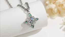 Eudora original 925 Sterling Silver Witch Knot Necklace for Men Women Natural Abalone Witchcraft Amulet Pendant Wicca Jewelry