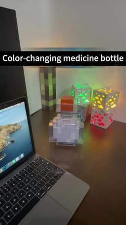 MC Game Medicine Bottle LED Night Light Table Lamps Game Creative Toy Lamp Rechargeable Bedroom Bedside for Kids Bedside Lamp