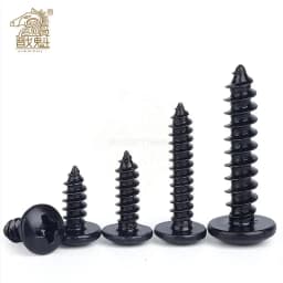 50pcs/25pcs M3 M4 M5*L Steel with Black Phillips Truss Head (Cross Recessed Mushroom Head) Self Tapping Screws