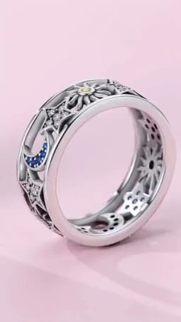 2026 Hot Selling 925 Silver Multi-Color Sun and Moon Heart-Shaped Ring for Women's Party Exquisite Jewelry Gift